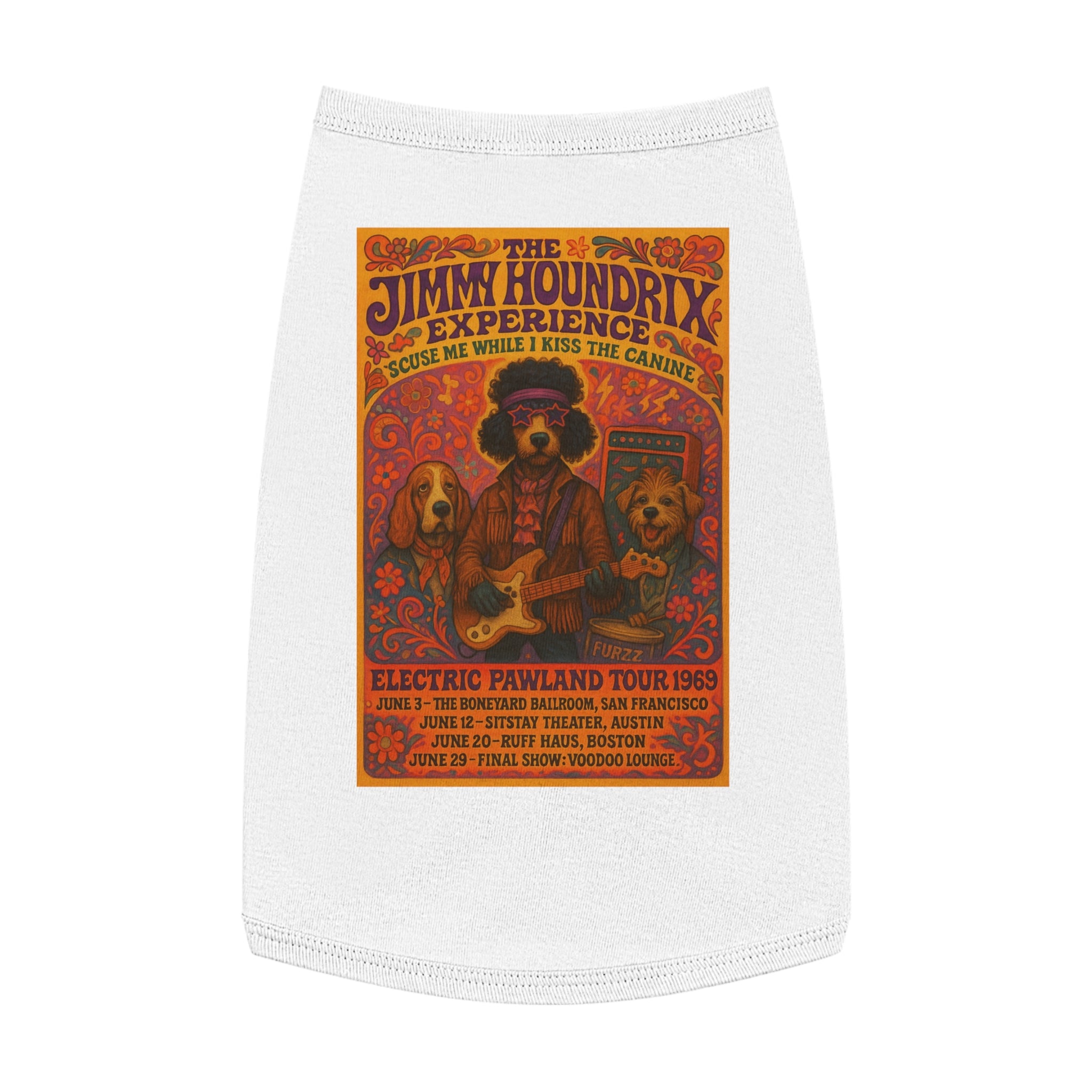 Jimi Houndrix Pet Tank -- Funny Fleetwood Mac Parody Shirt for Dog Lovers